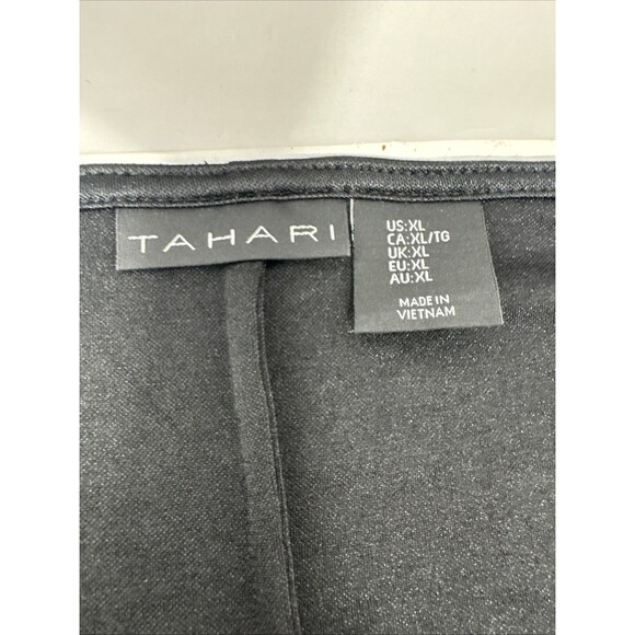 2x Tahari Sparkly Top Womens XL Scoop Neck 3/4 Sleeve Blouse Emerald Green Black - Picture 3 of 11